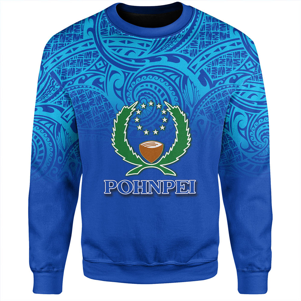 Pohnpei State Sweatshirt Flag Color With Traditional Patterns