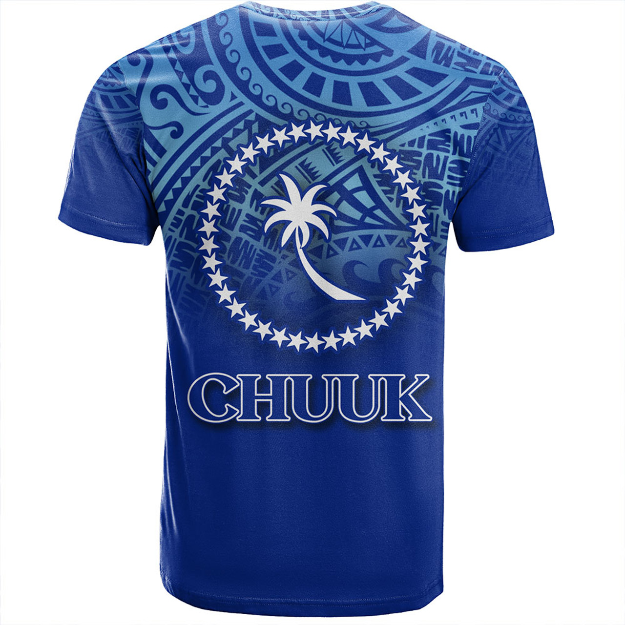 Chuuk State T-Shirt Flag Color With Traditional Patterns