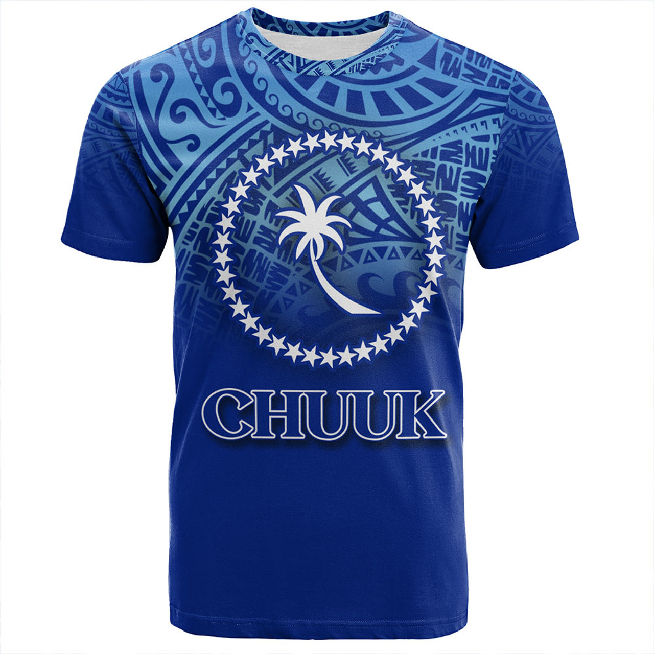 Chuuk State T-Shirt Flag Color With Traditional Patterns