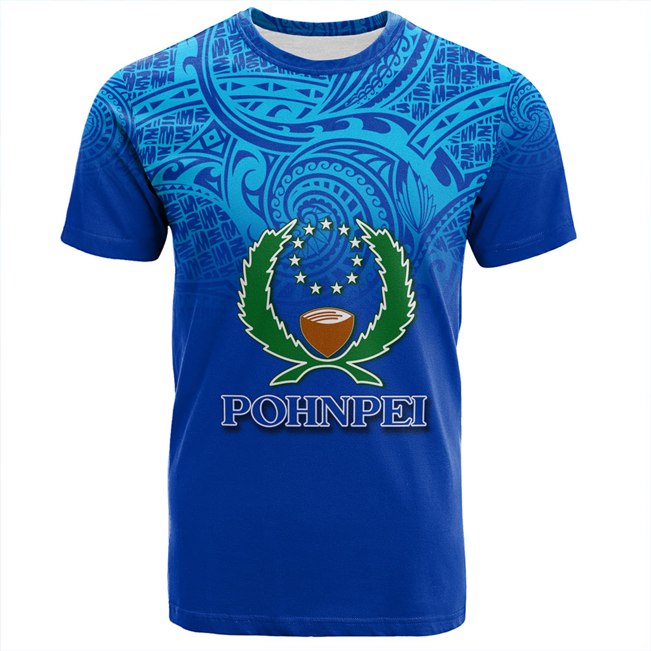 Pohnpei State T-Shirt Flag Color With Traditional Patterns
