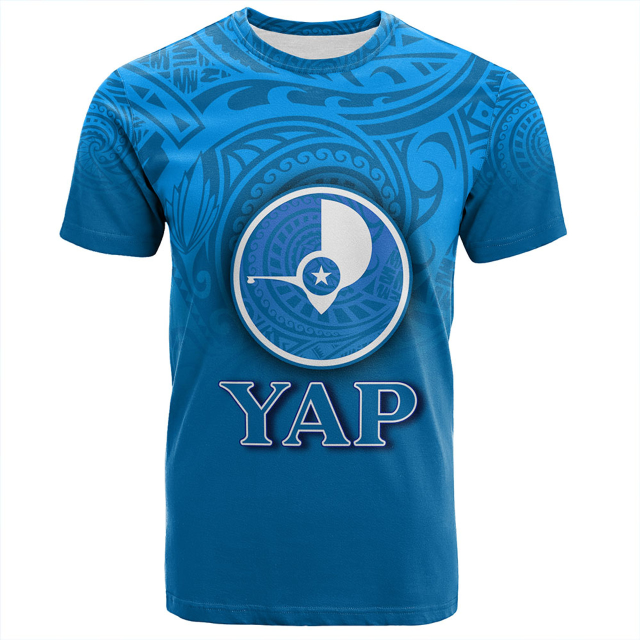 Yap State T-Shirt Flag Color With Traditional Patterns