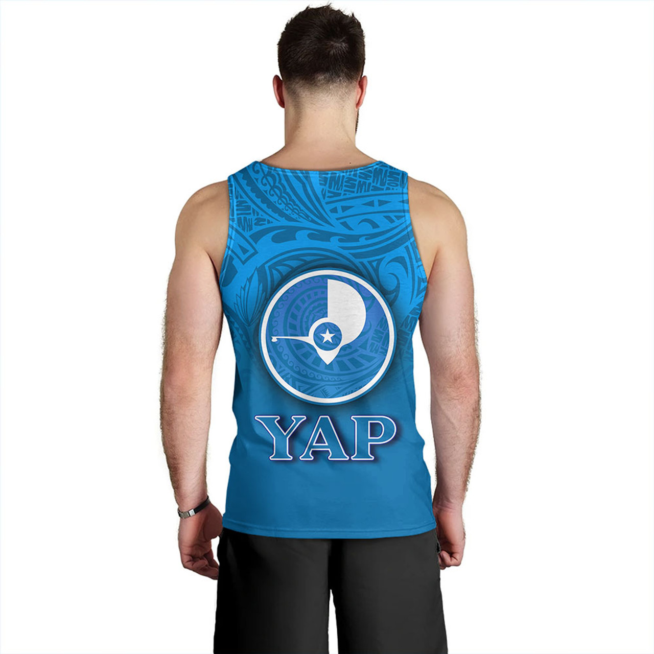 Yap State Tank Top Flag Color With Traditional Patterns