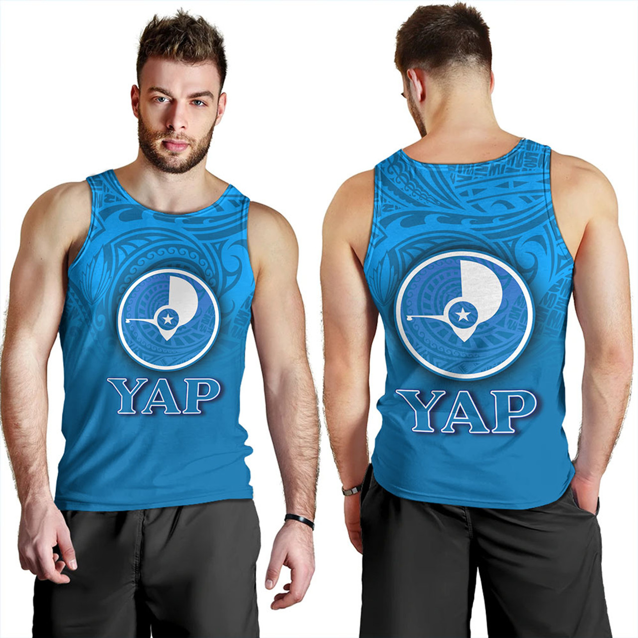 Yap State Tank Top Flag Color With Traditional Patterns