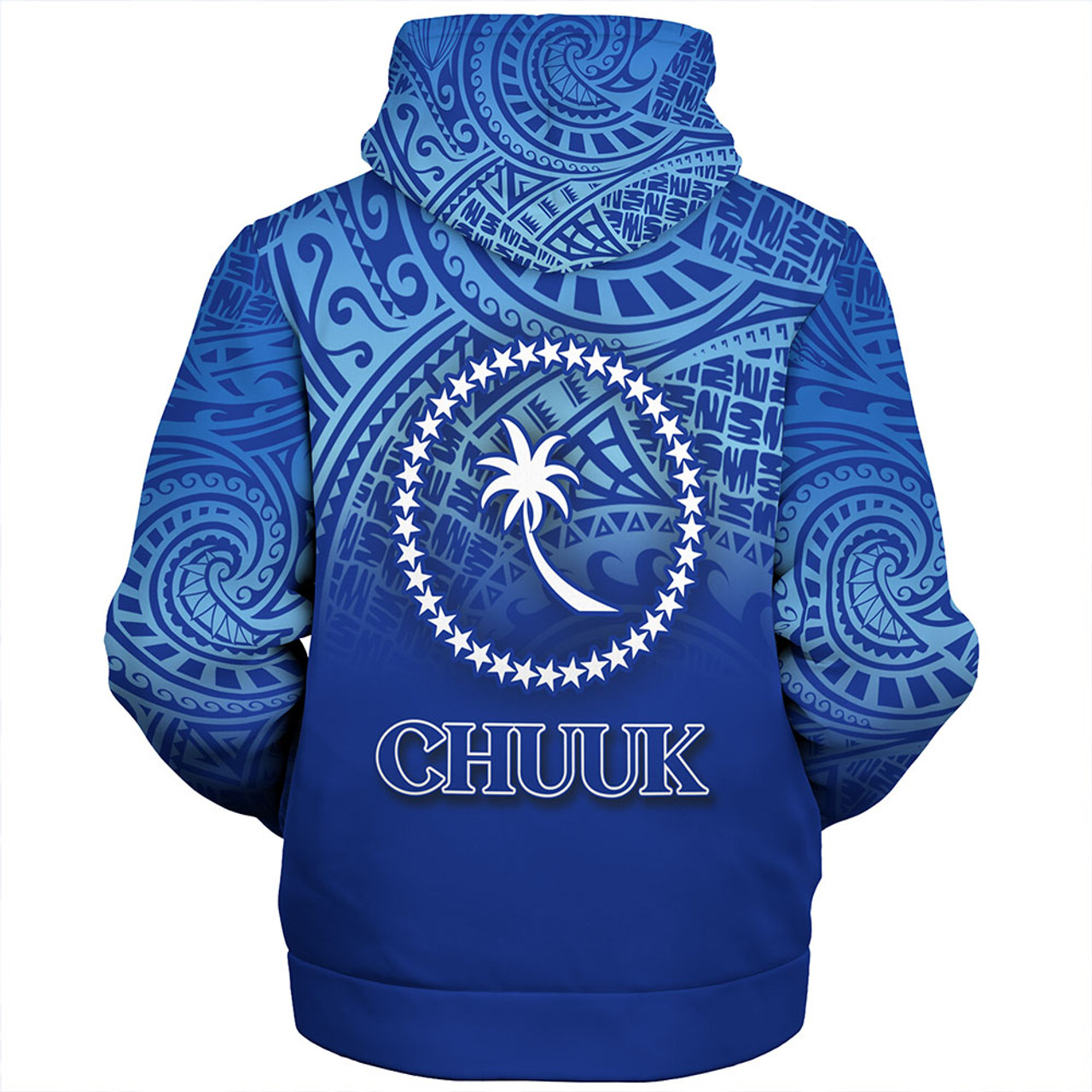 Chuuk State Sherpa Hoodie Flag Color With Traditional Patterns