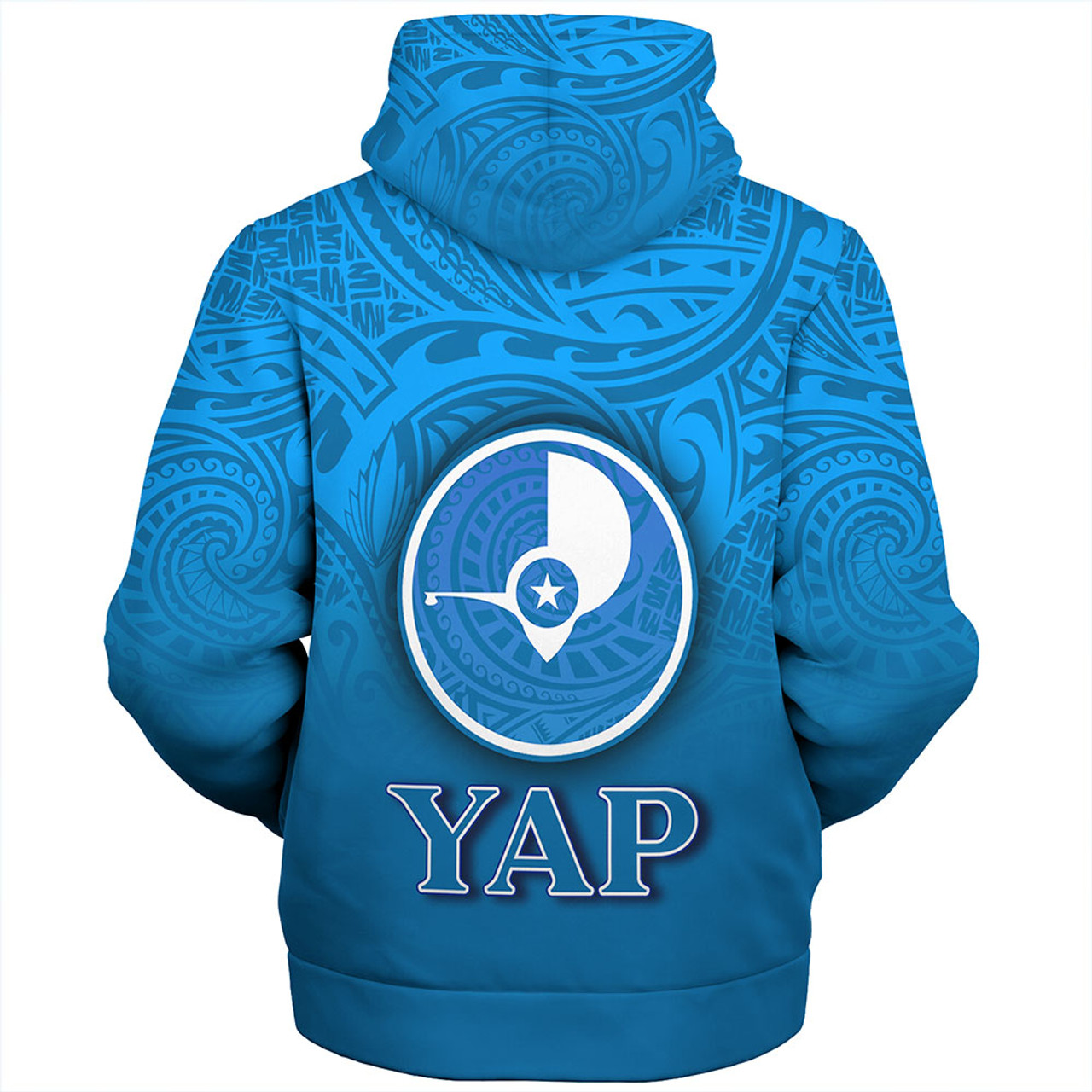 Yap State Sherpa Hoodie Flag Color With Traditional Patterns