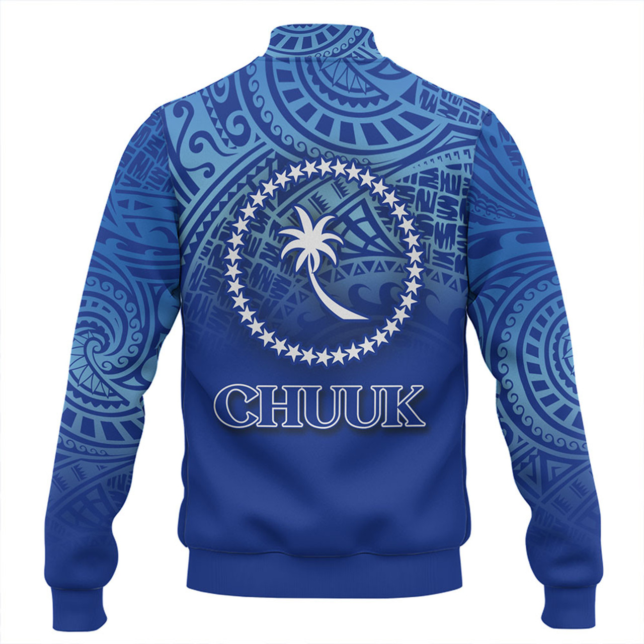 Chuuk State Baseball Jacket Flag Color With Traditional Patterns