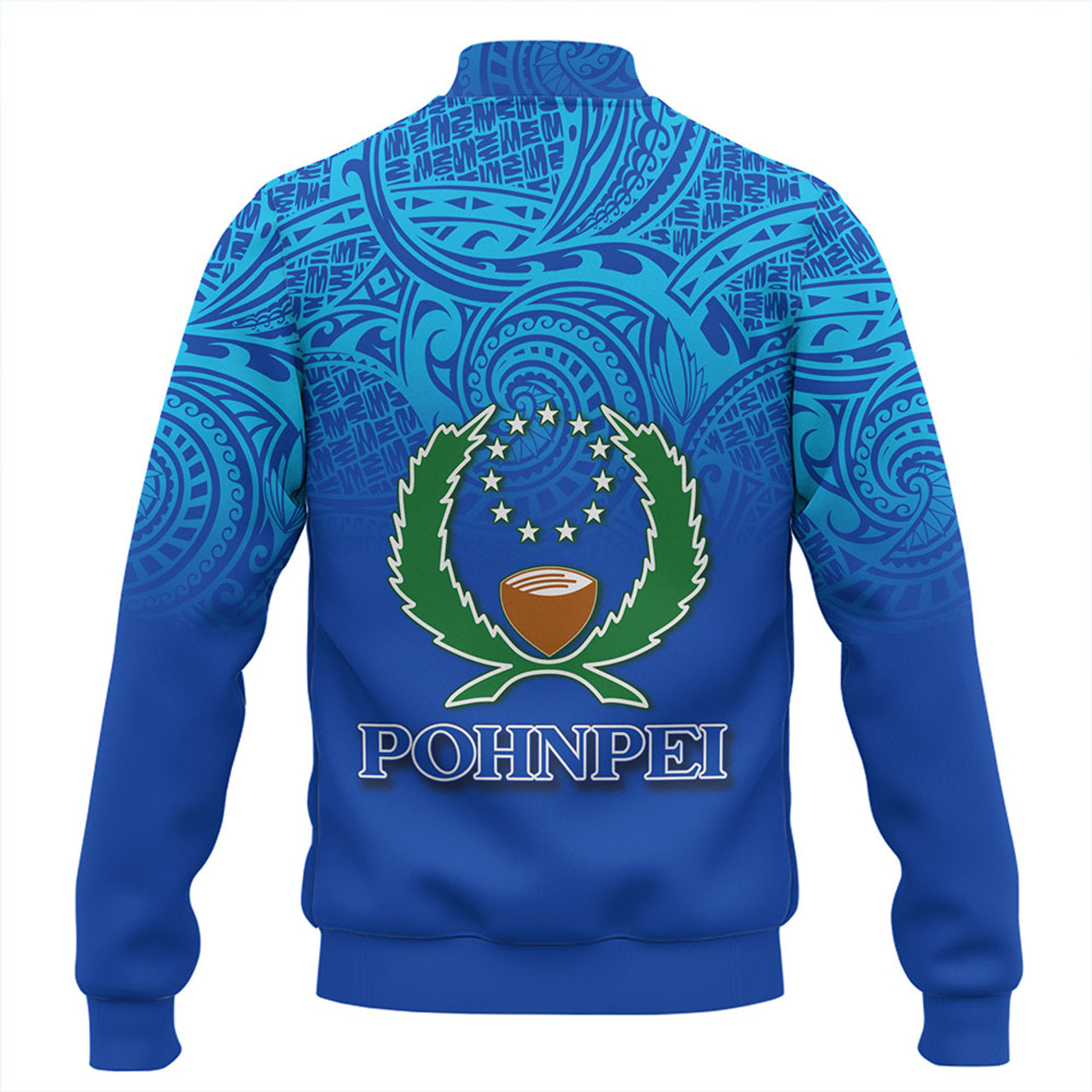 Pohnpei State Baseball Jacket Flag Color With Traditional Patterns