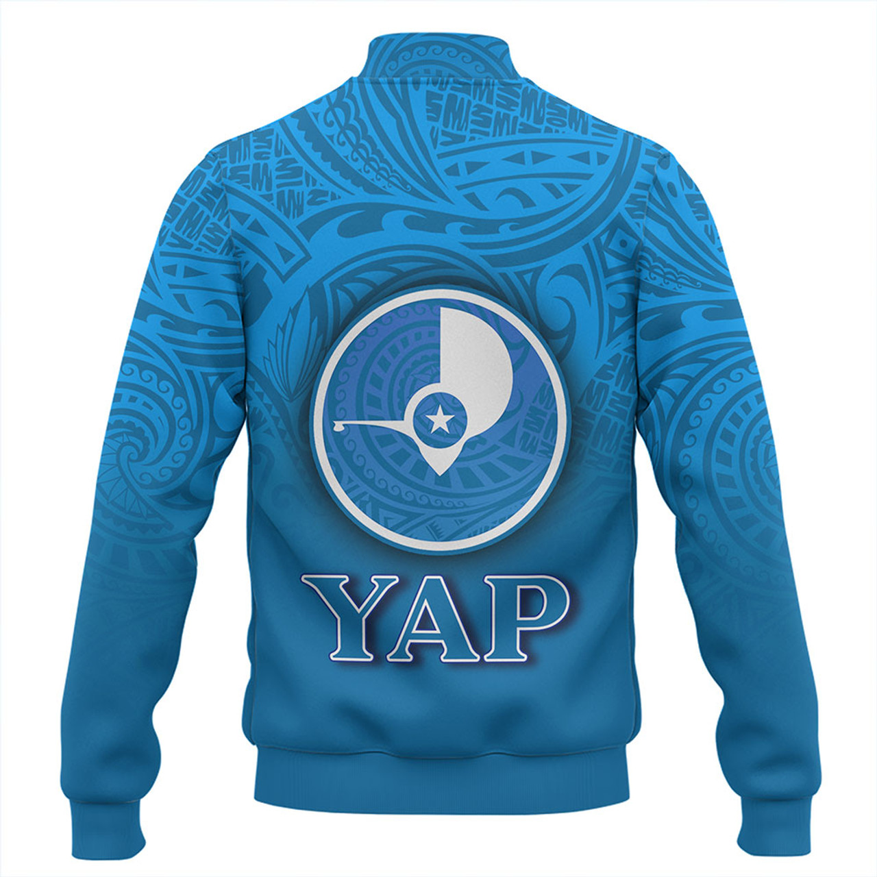 Yap State Baseball Jacket Flag Color With Traditional Patterns