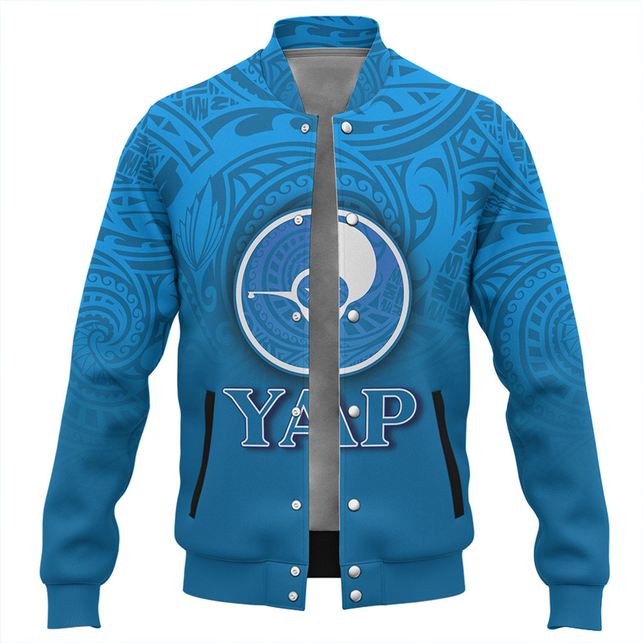 Yap State Baseball Jacket Flag Color With Traditional Patterns