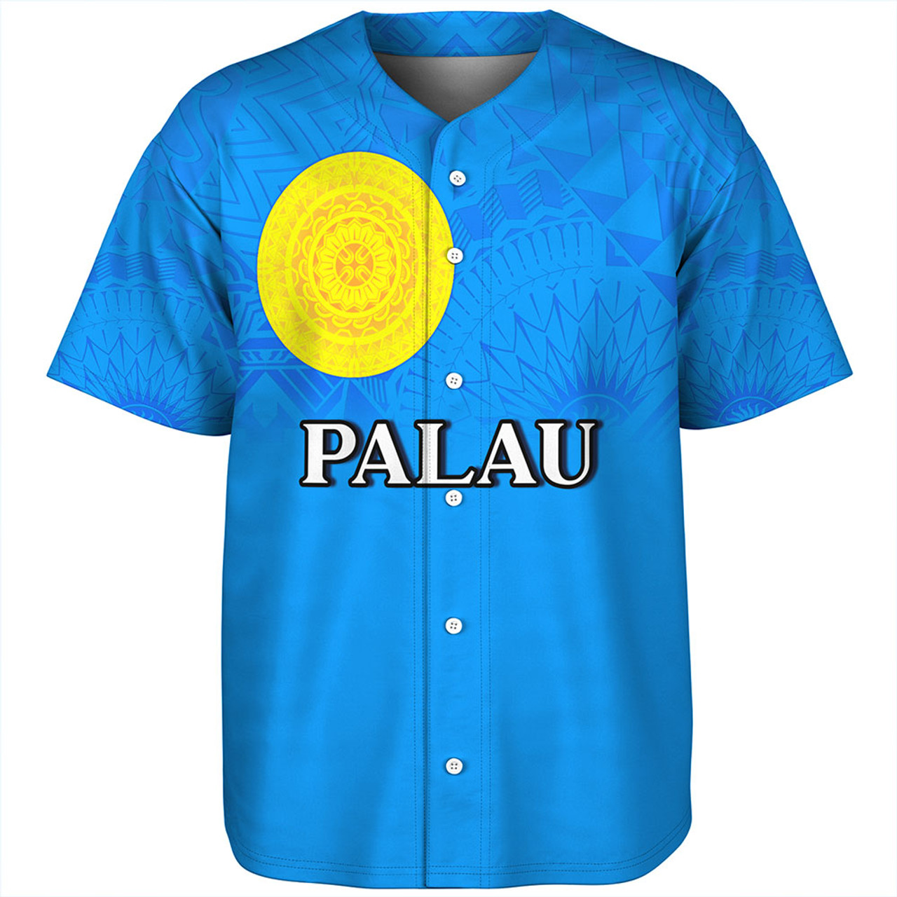 Palau Baseball Shirt Flag Color With Traditional Patterns