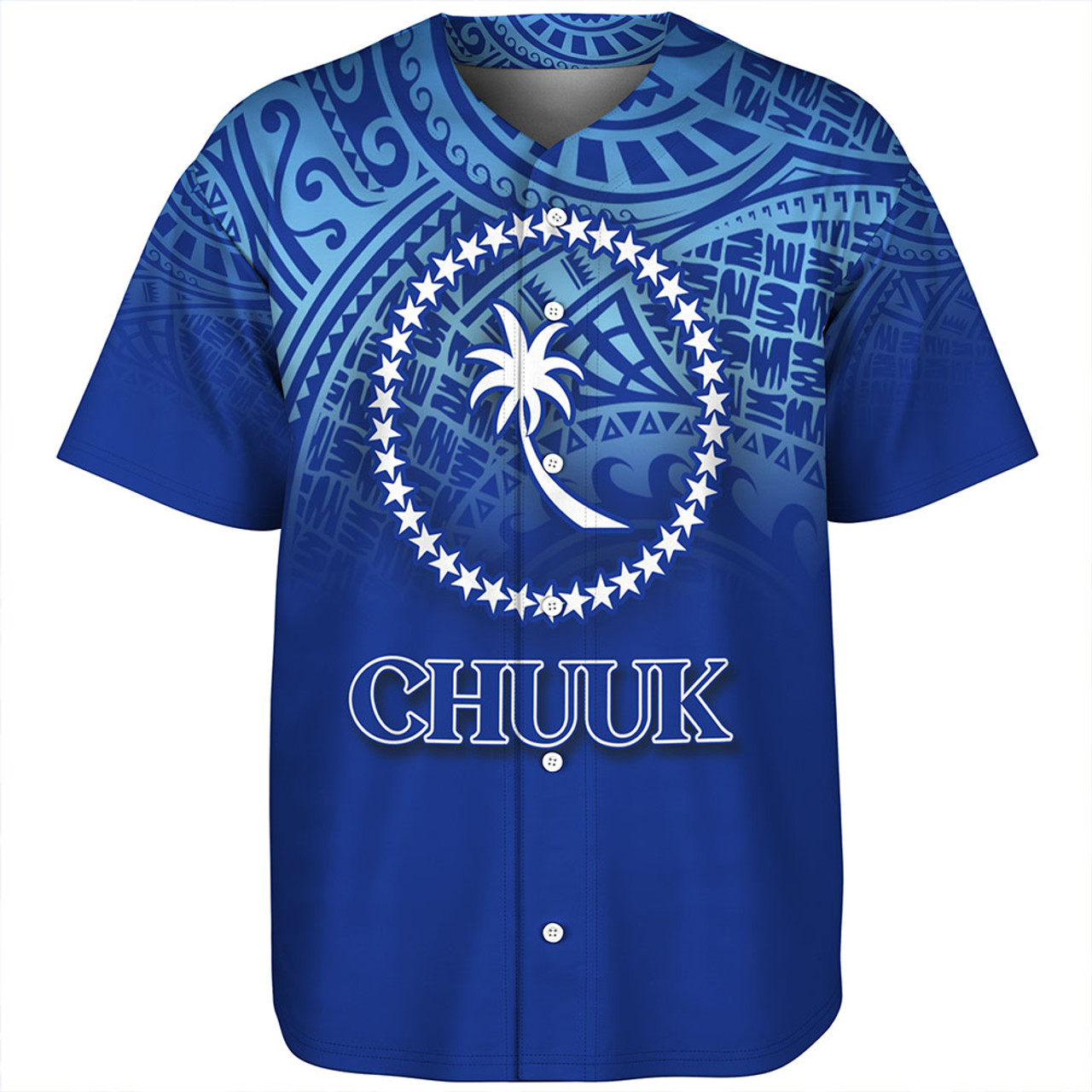 Chuuk State Baseball Shirt Flag Color With Traditional Patterns