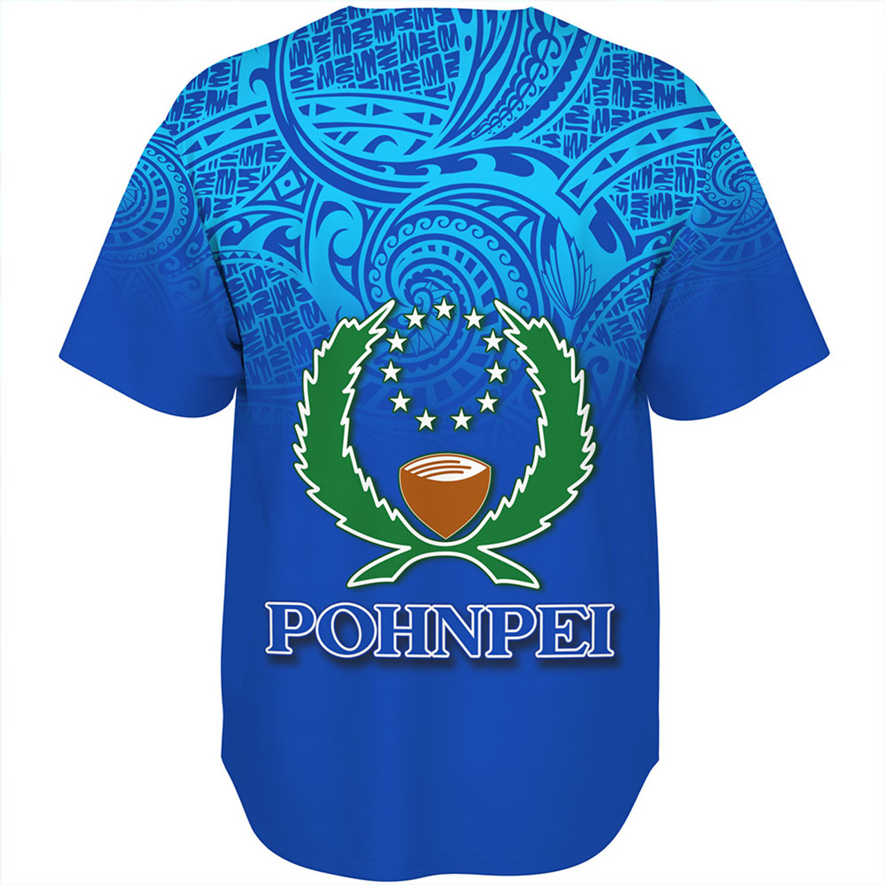 Pohnpei State Baseball Shirt Flag Color With Traditional Patterns