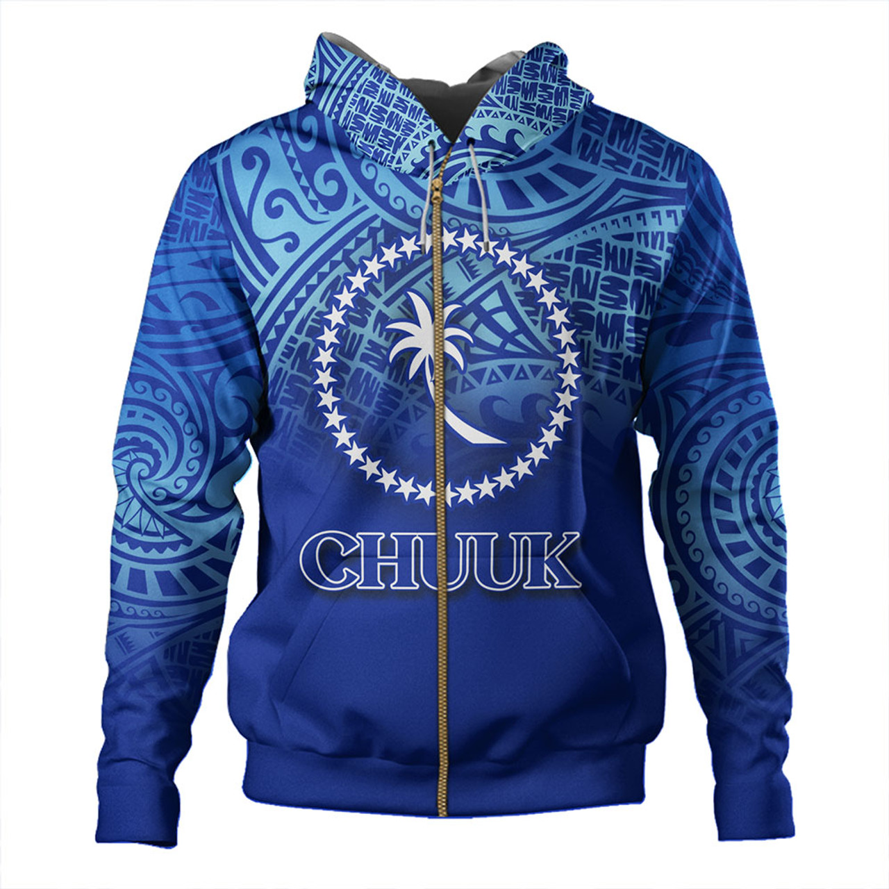 Chuuk State Hoodie Flag Color With Traditional Patterns