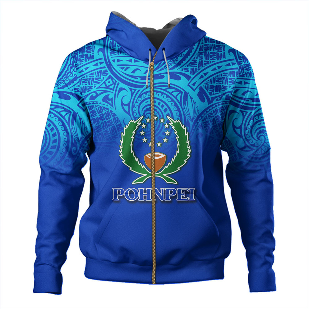 Pohnpei State Hoodie Flag Color With Traditional Patterns