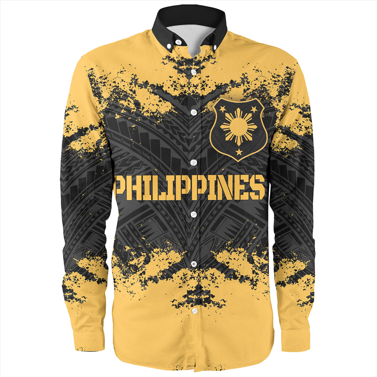 Philippines Filipinos Long Sleeve Shirt Custom Grunge Texture Tribal Pattern