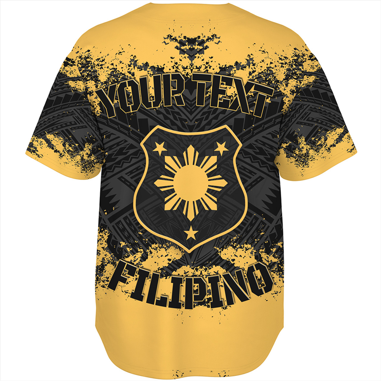 Philippines Filipinos Baseball Shirt Custom Grunge Texture Tribal Pattern