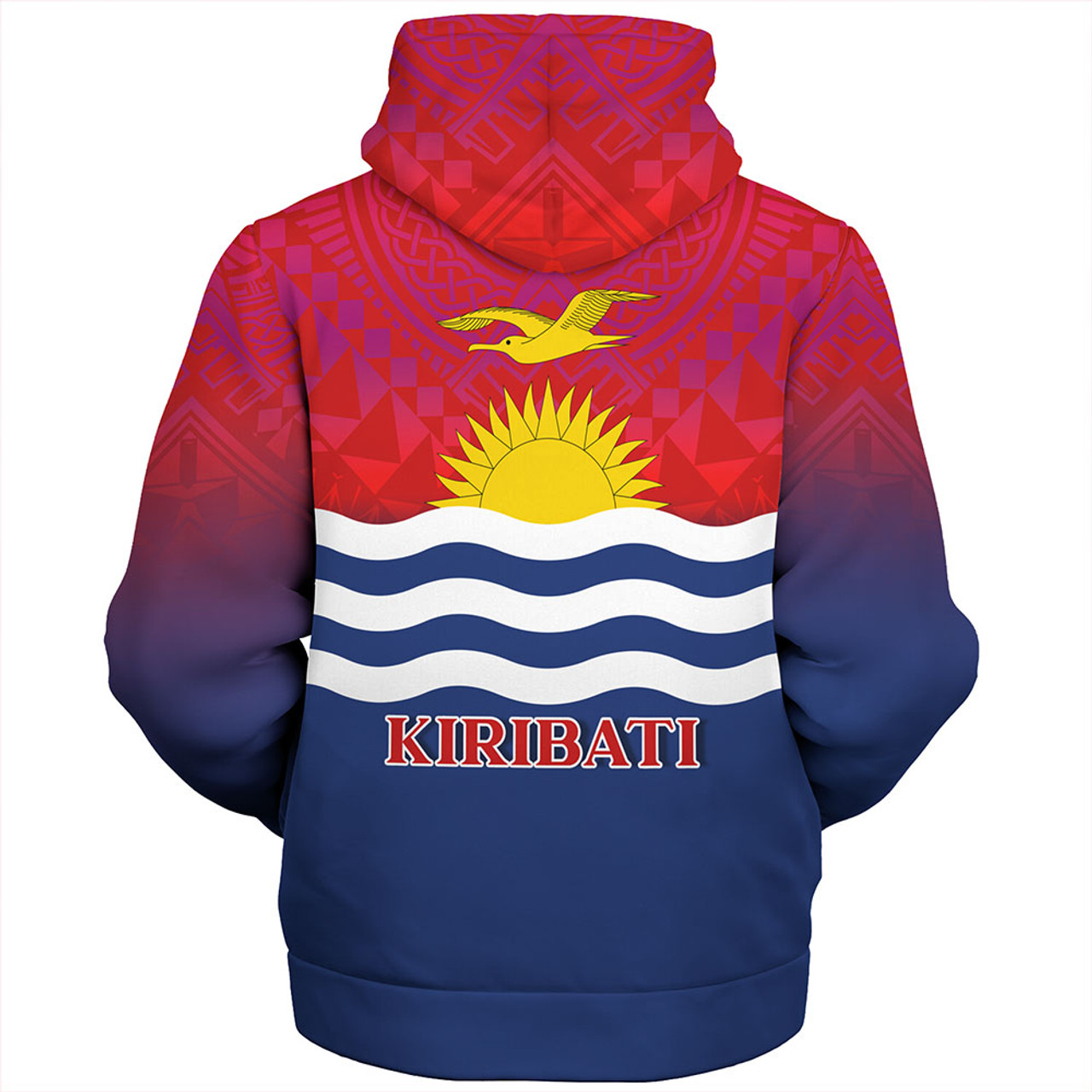 Kiribati Sherpa Hoodie Flag Color With Traditional Patterns