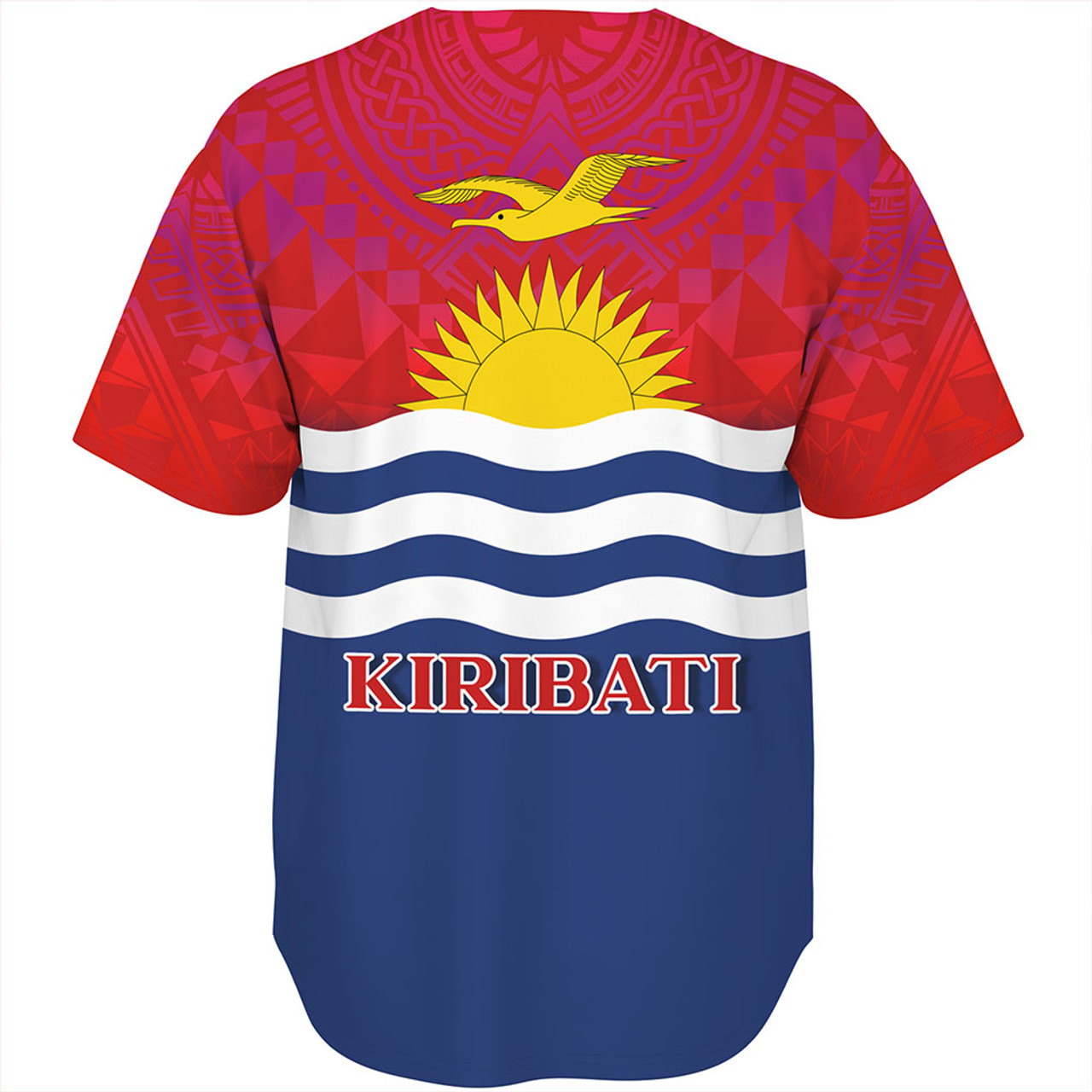 Kiribati Baseball Shirt Flag Color With Traditional Patterns