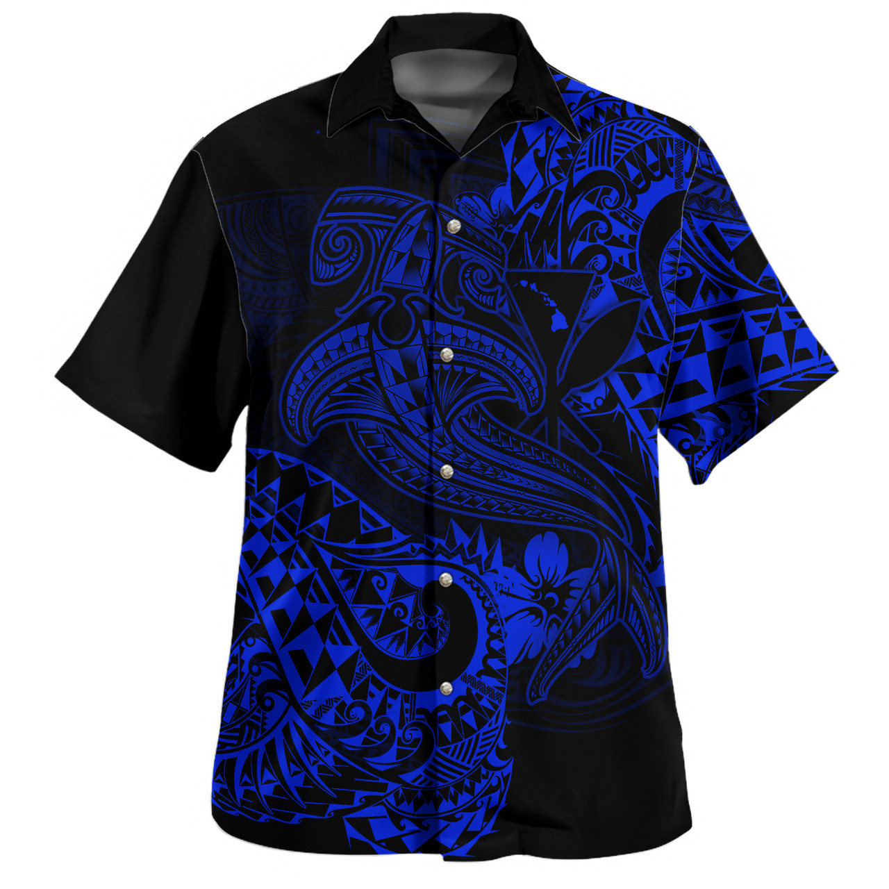 Hawaii Combo Dress And Shirt Kanaka Maoli Blue Shark Polynesian Tattoo