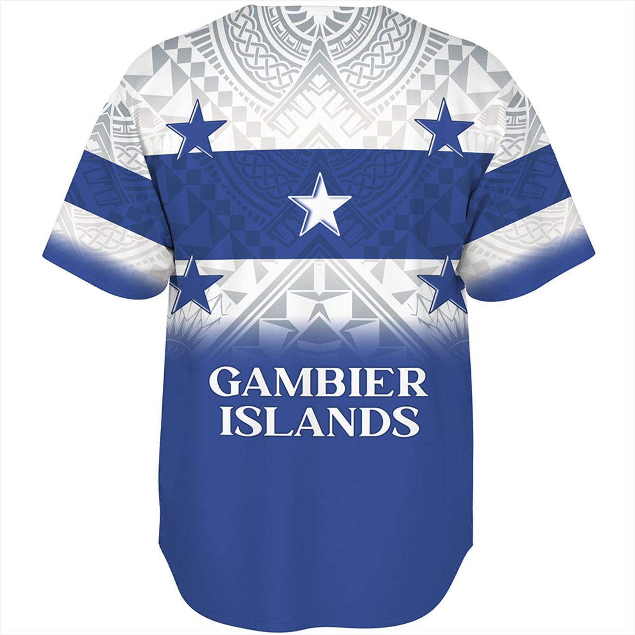 Gambier Islands Baseball Shirt Flag Color With Traditional Patterns