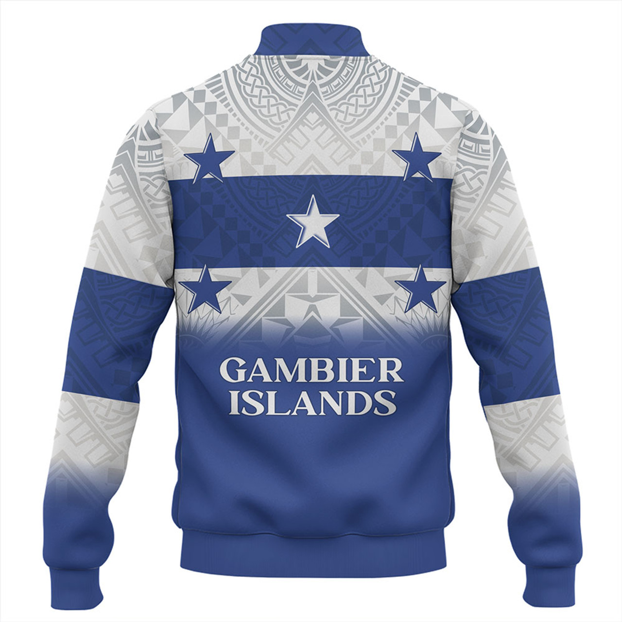 Gambier Islands Baseball Jacket Flag Color With Traditional Patterns