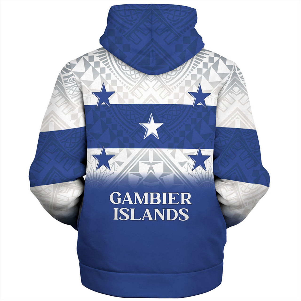 Gambier Islands Sherpa Hoodie Flag Color With Traditional Patterns