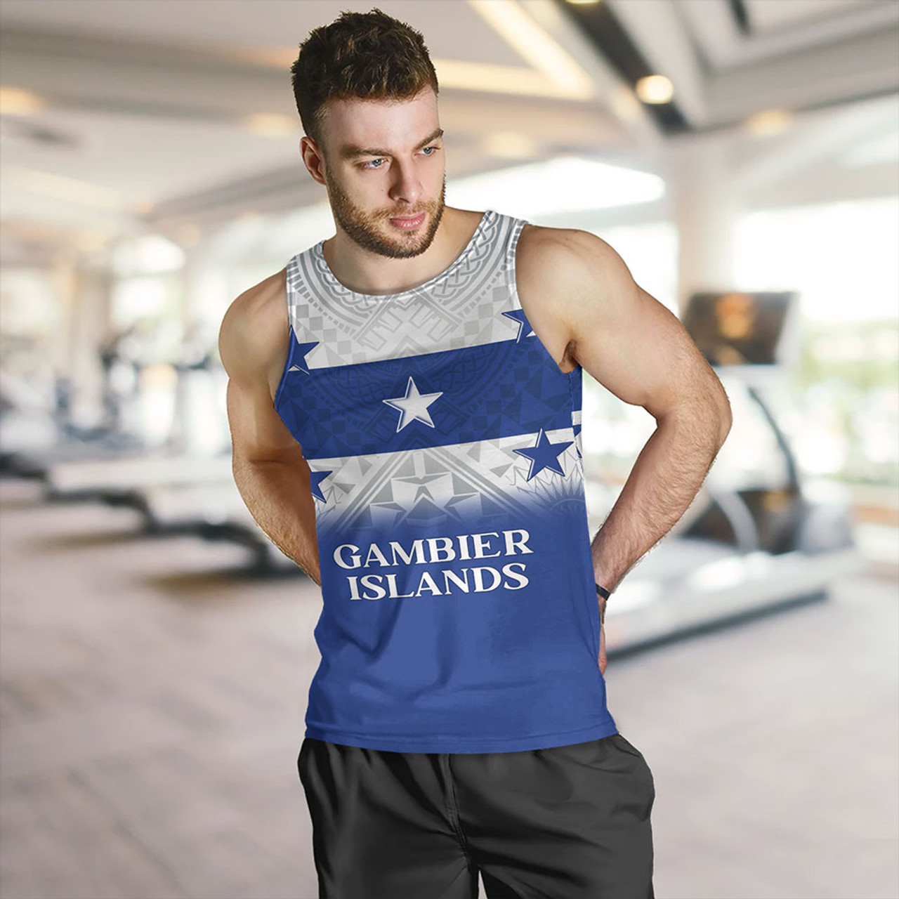 Gambier Islands Tank Top Flag Color With Traditional Patterns