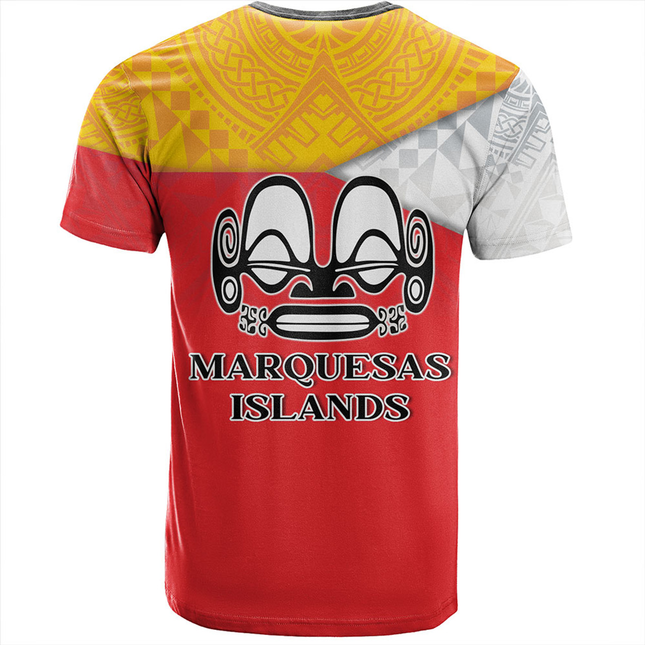 Marquesas Islands T-Shirt Flag Color With Traditional Patterns