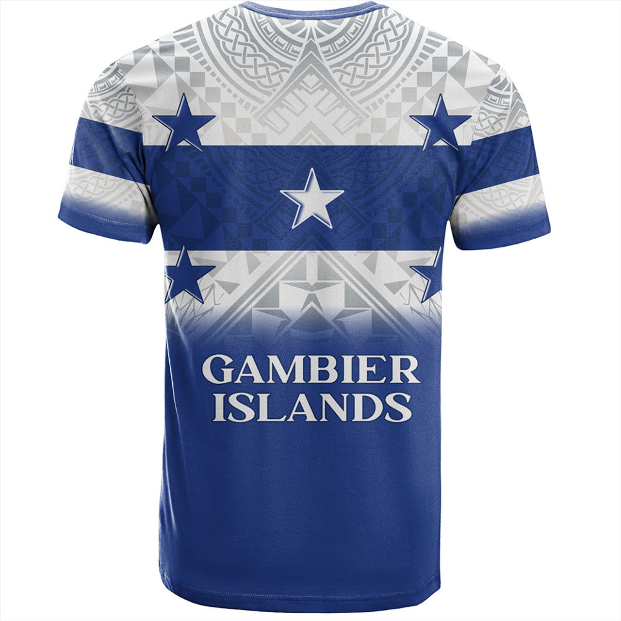 Gambier Islands T-Shirt Flag Color With Traditional Patterns