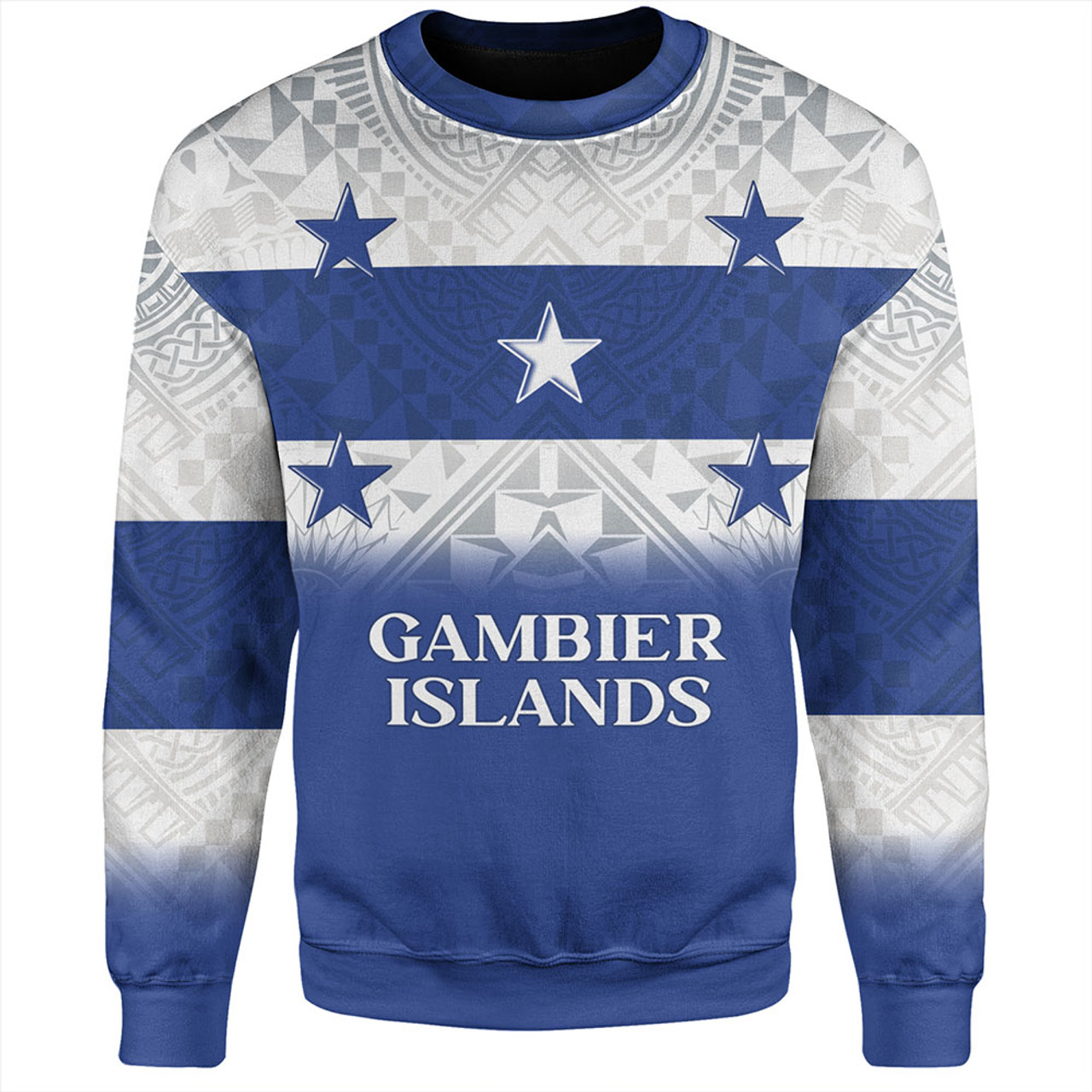 Gambier Islands Sweatshirt Flag Color With Traditional Patterns