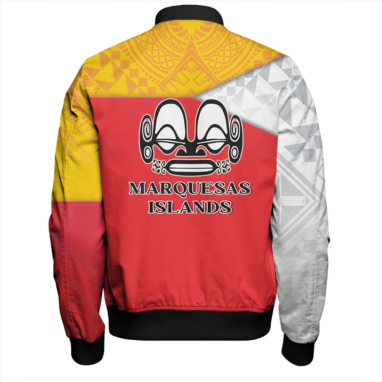 Marquesas Islands Bomber Jacket Flag Color With Traditional Patterns