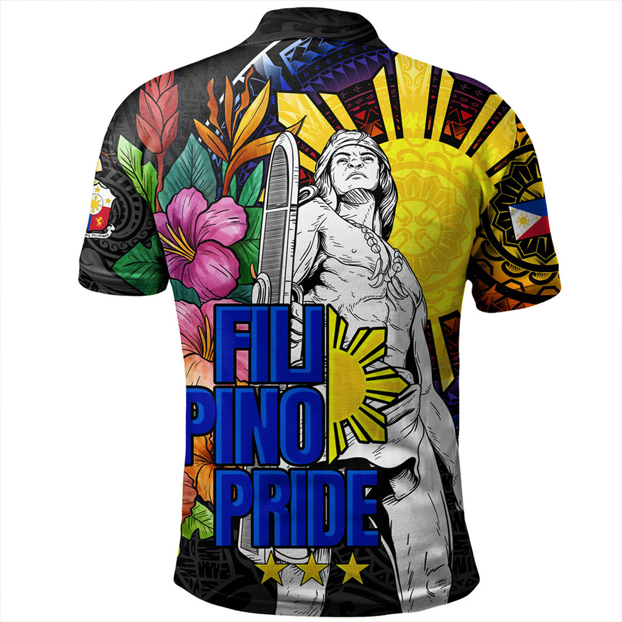 Philippines Filipinos Polo Shirt Lapu-lapu Hero With Philippines Flowers Style
