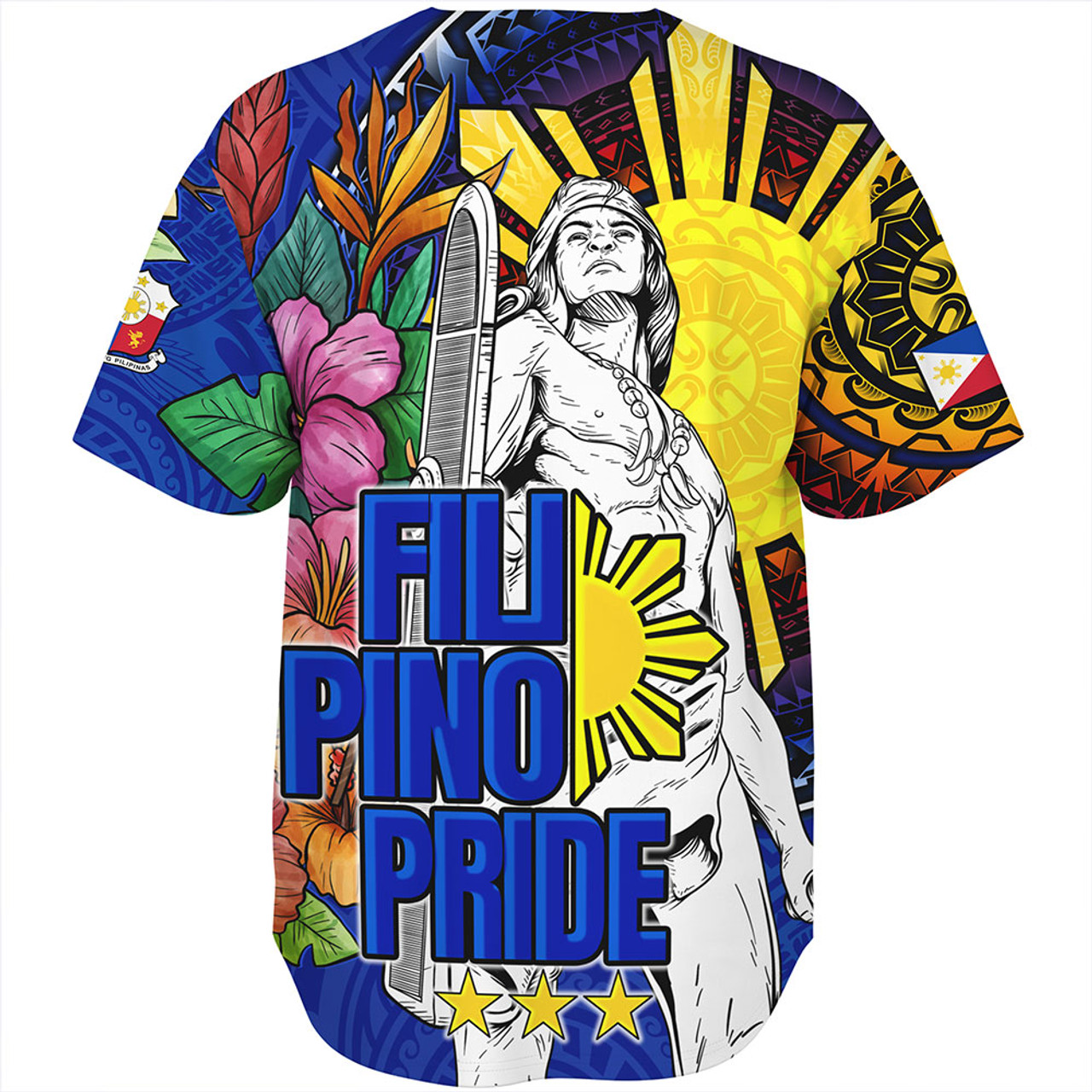 Philippines Filipinos Baseball Shirt Lapu-lapu Hero With Philippines Flowers Style