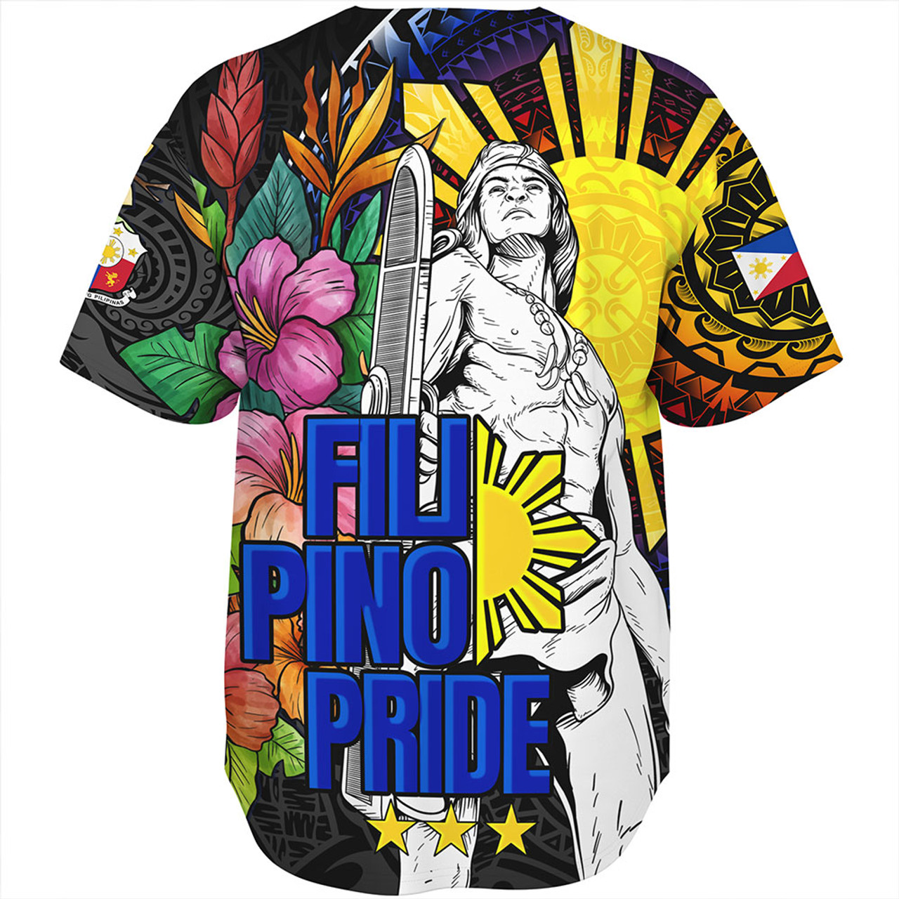 Philippines Filipinos Baseball Shirt Lapu-lapu Hero With Philippines Flowers Style