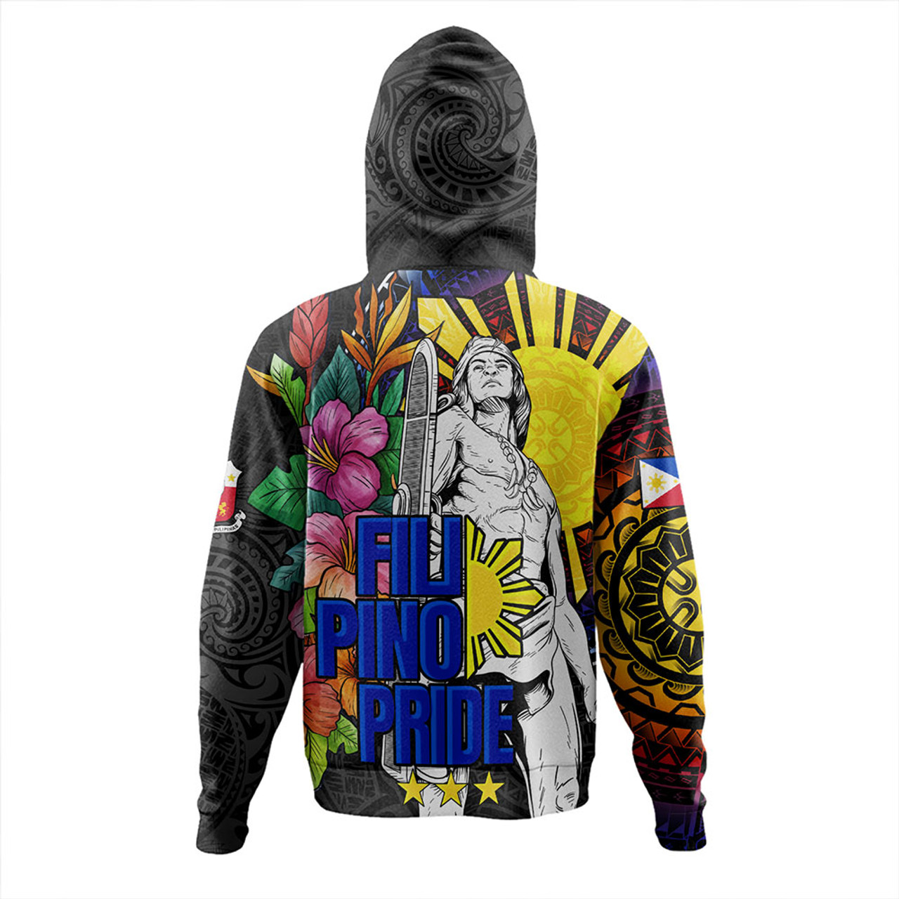 Philippines Filipinos Hoodie Lapu-lapu Hero With Philippines Flowers Style