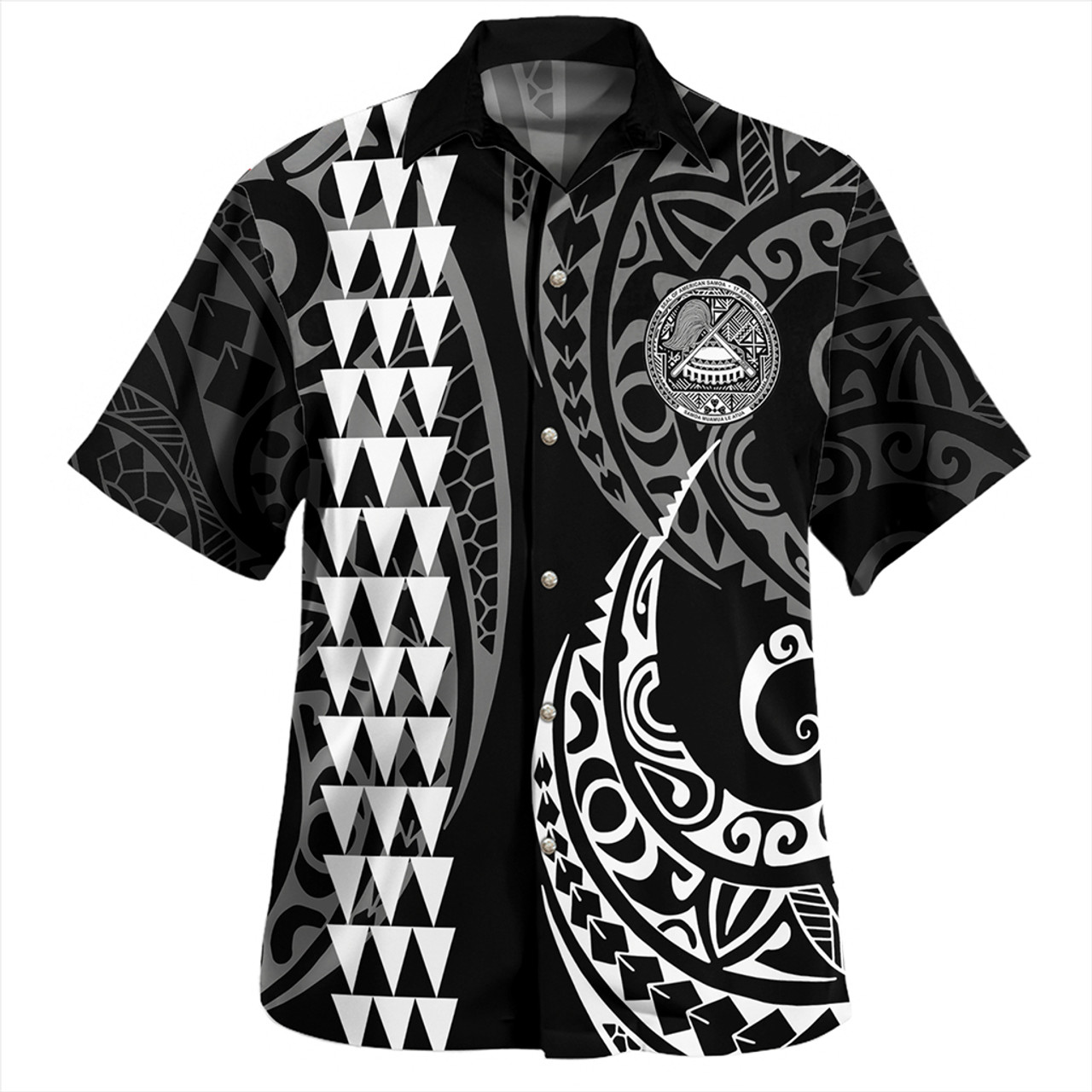 American Samoa Combo Dress And Shirt Coat Of Arms Kakau Style White