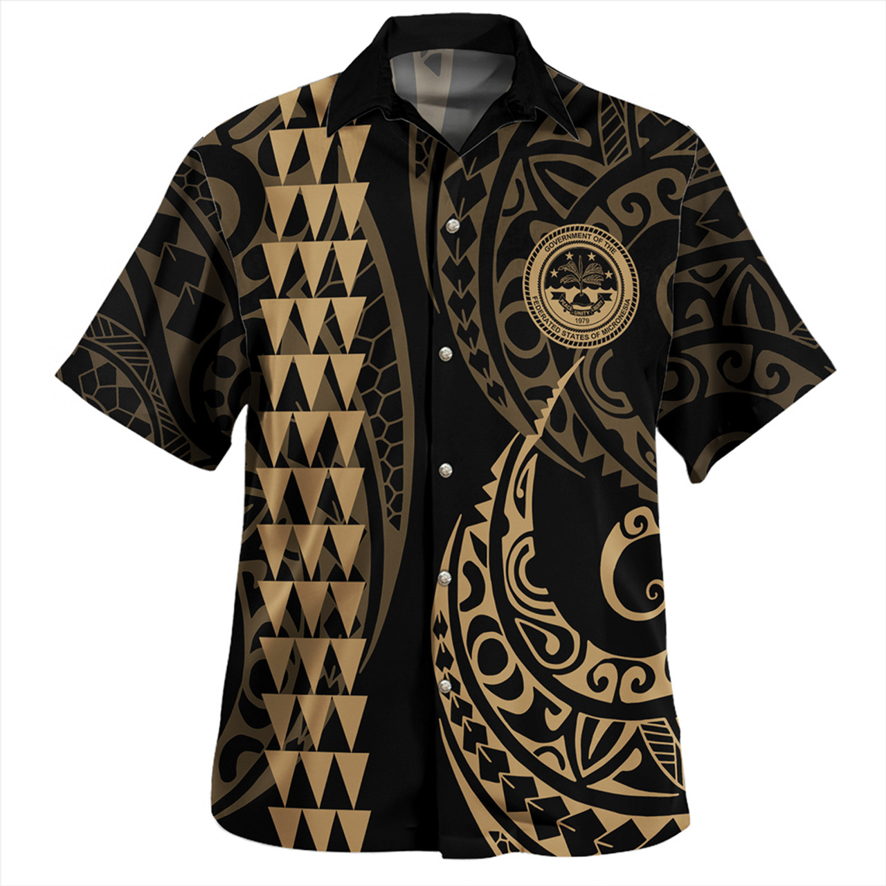 Federated States Of Micronesia Combo Dress And Shirt Coat Of Arms Kakau Style Gold