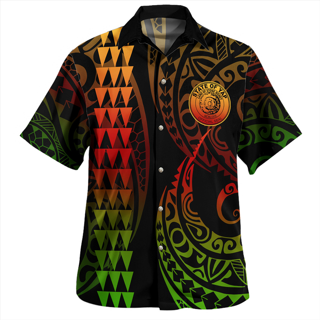 Yap State Combo Dress And Shirt Coat Of Arms Kakau Style Reggae