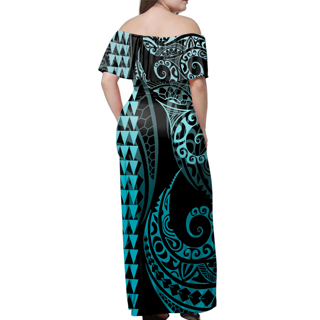 Yap State Combo Dress And Shirt Coat Of Arms Kakau Style Turquoise