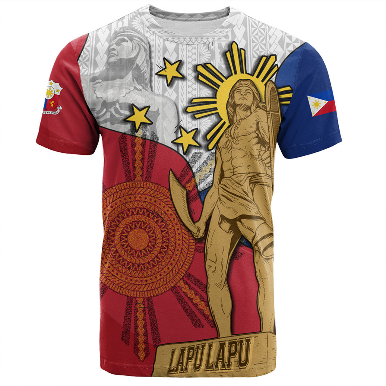 Philippines Filipinos T-Shirt Lapu Lapu Heroes With Sun And Flag Tribal Patterns