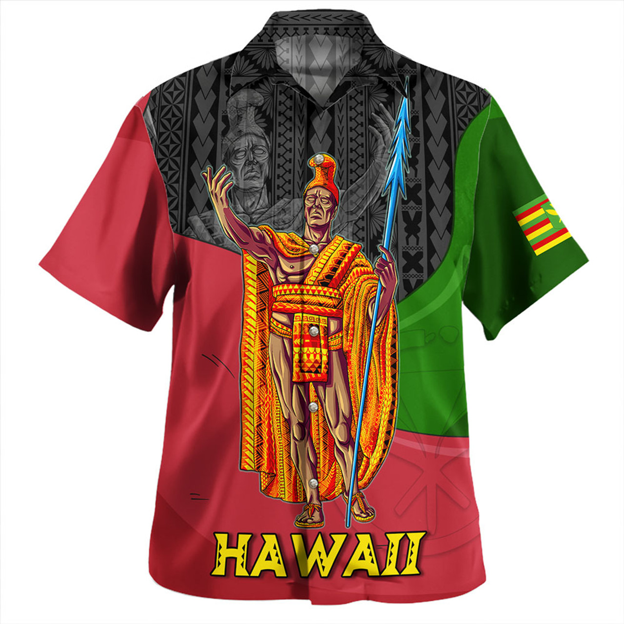 Hawaii Hawaiian Shirt Hawaii King With Map And Flag Tribal Patterns