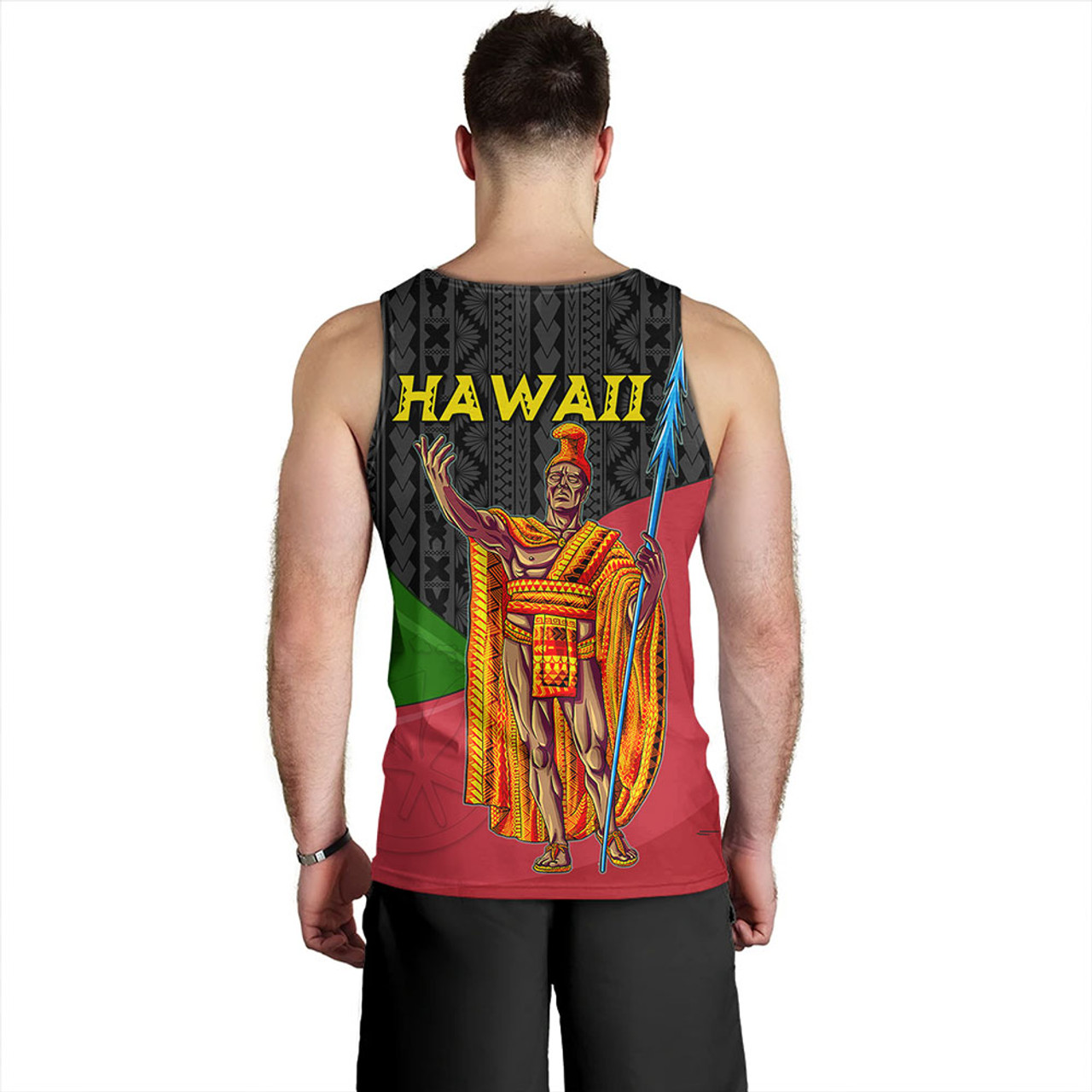 Hawaii Tank Top Hawaii King With Map And Flag Tribal Patterns