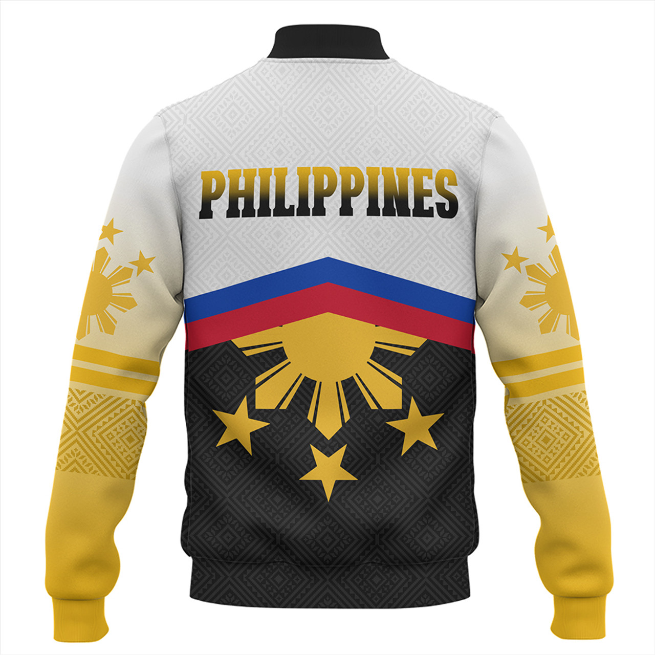 Philippines Filipinos Baseball Jacket Sport Style Pattern Yakan Fabric