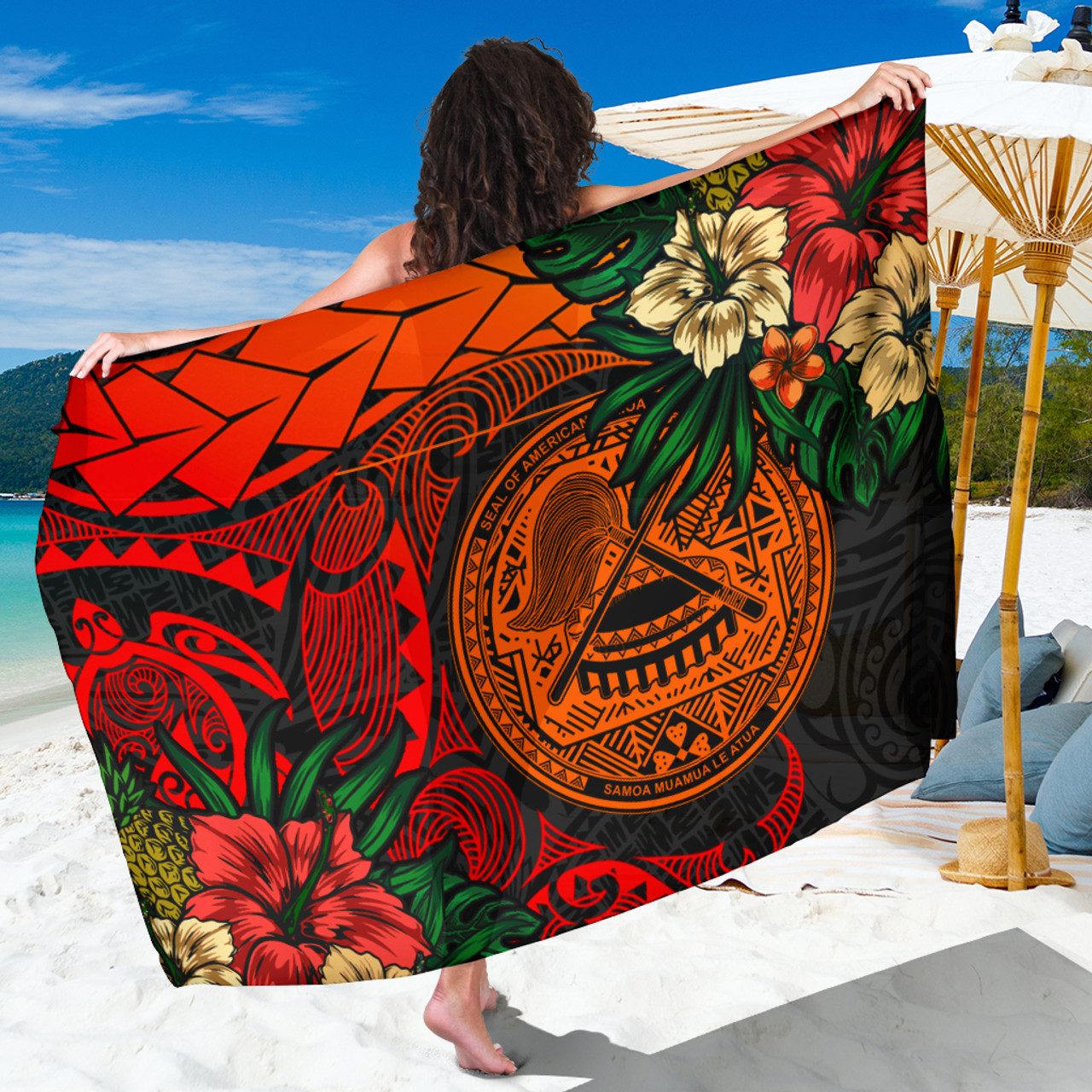 American Samoa Sarong Polynesian Turtle Tropical