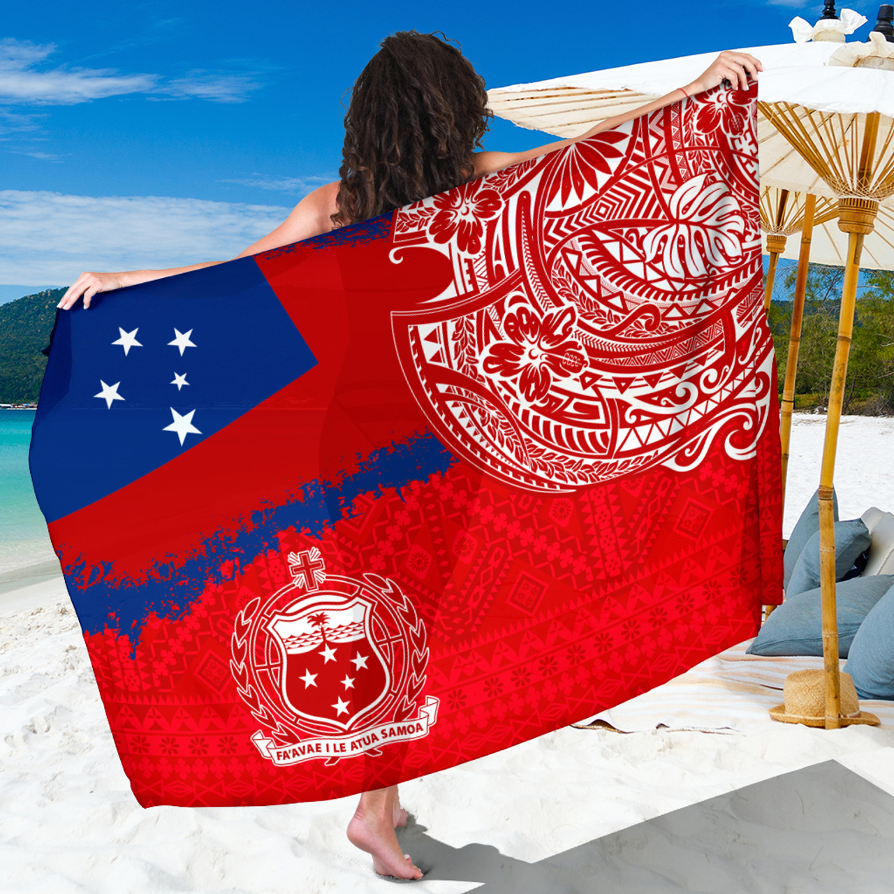 Samoa Sarong Polynesian Flag With Coat Of Arms