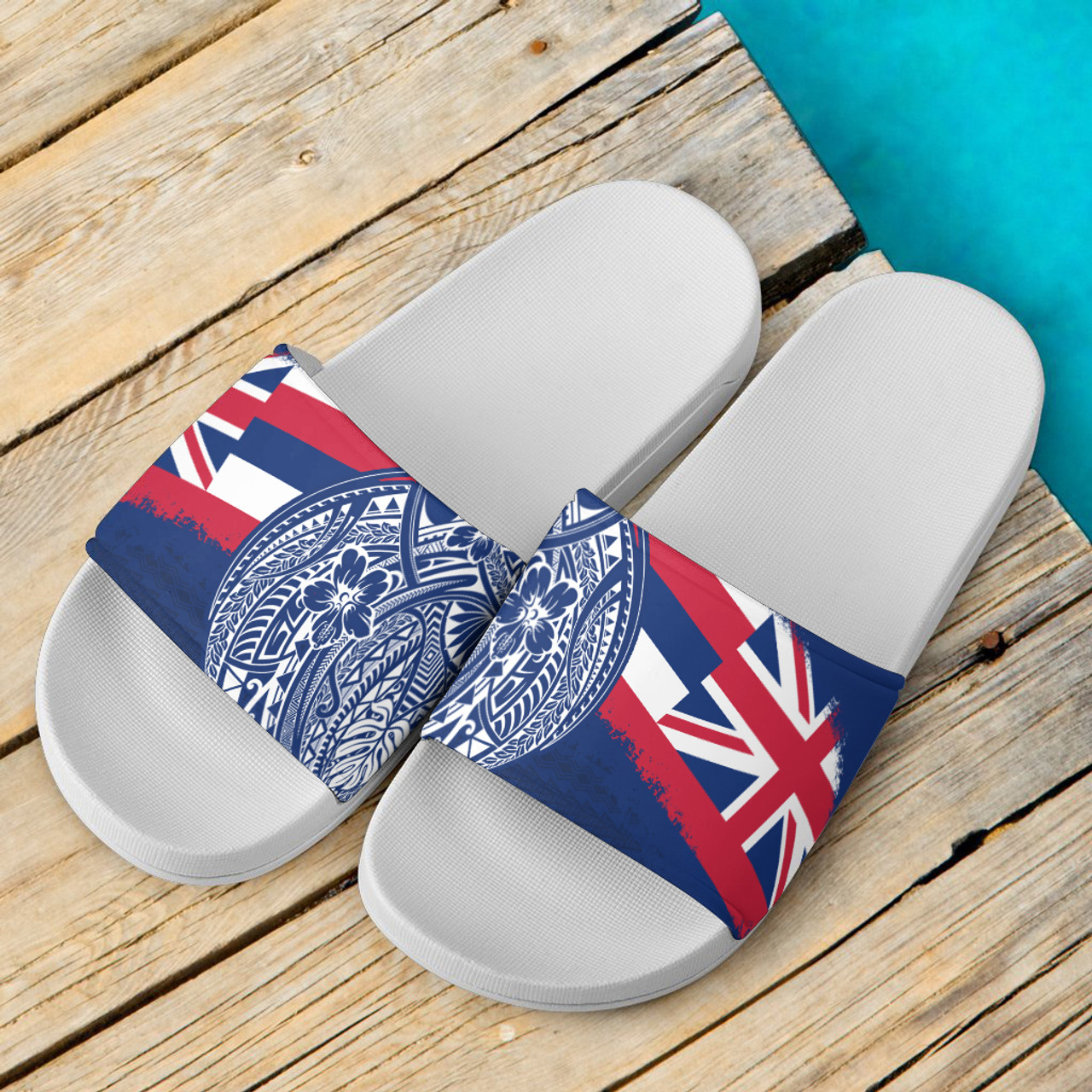 Hawaii Sandals Polynesian Flag With Coat Of Arms