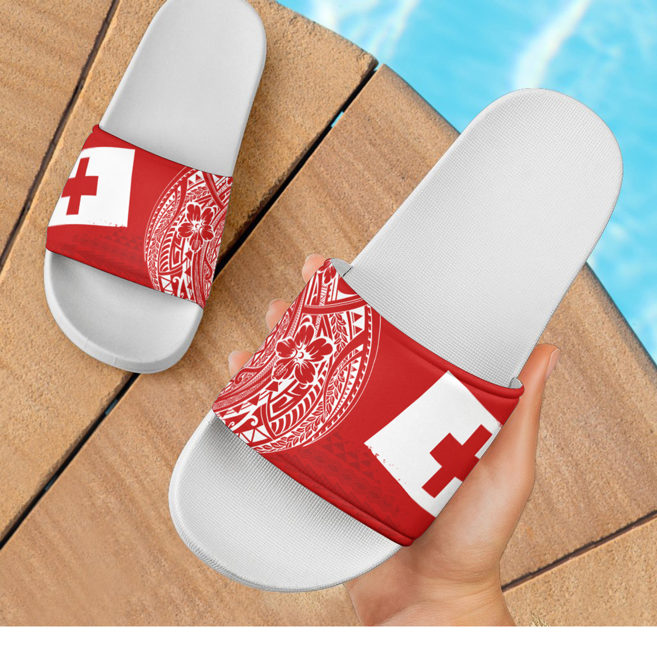 Tonga Sandals Polynesian Flag With Coat Of Arms