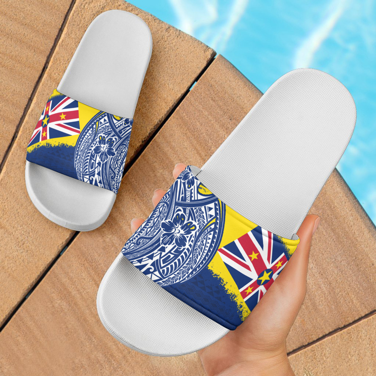 Niue Sandals Polynesian Flag With Coat Of Arms