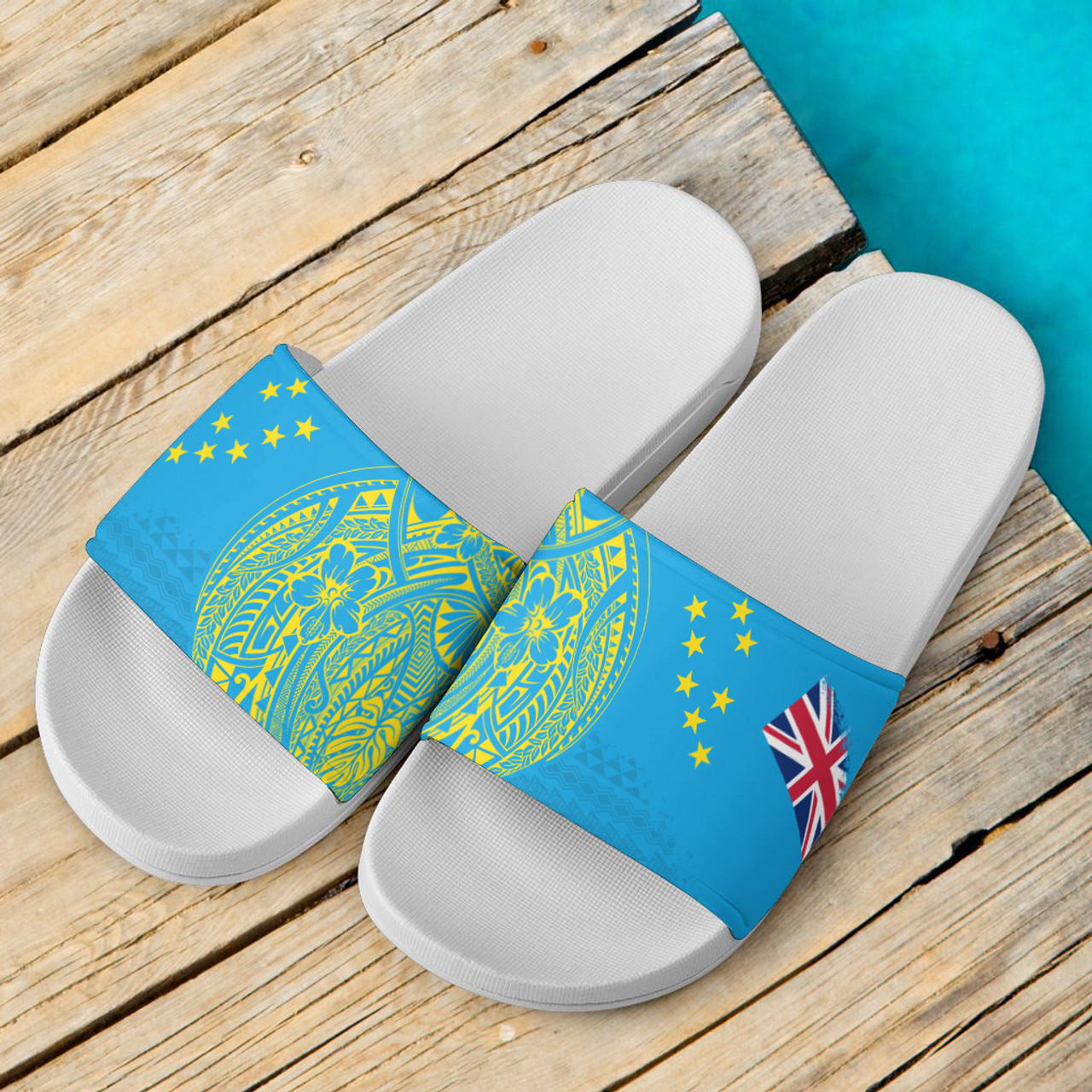 Tuvalu Sandals Polynesian Flag With Coat Of Arms