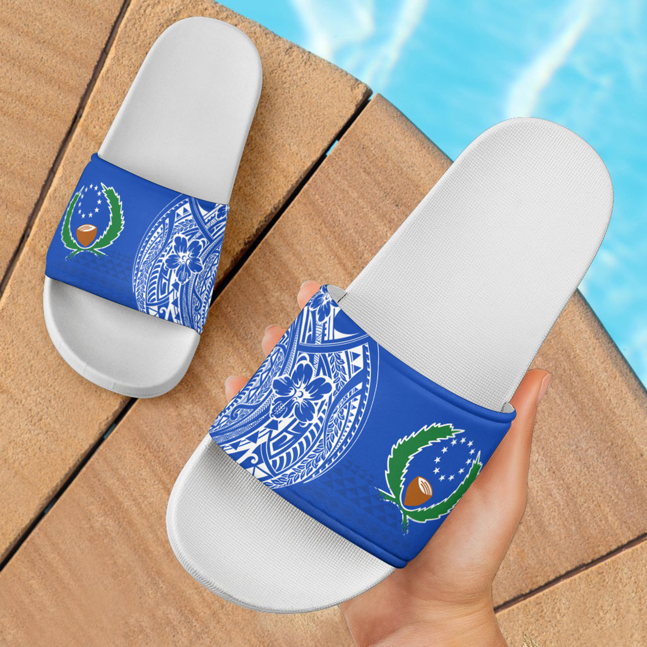 Pohnpei State Sandals Polynesian Flag With Coat Of Arms